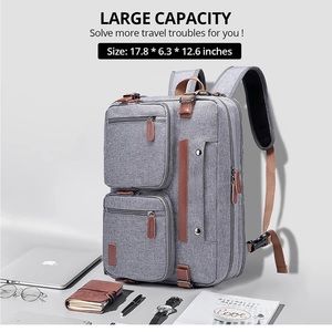 3 in 1 Laptop Backpack, 17.3 inch Computer Bags for Travel Business - Grey